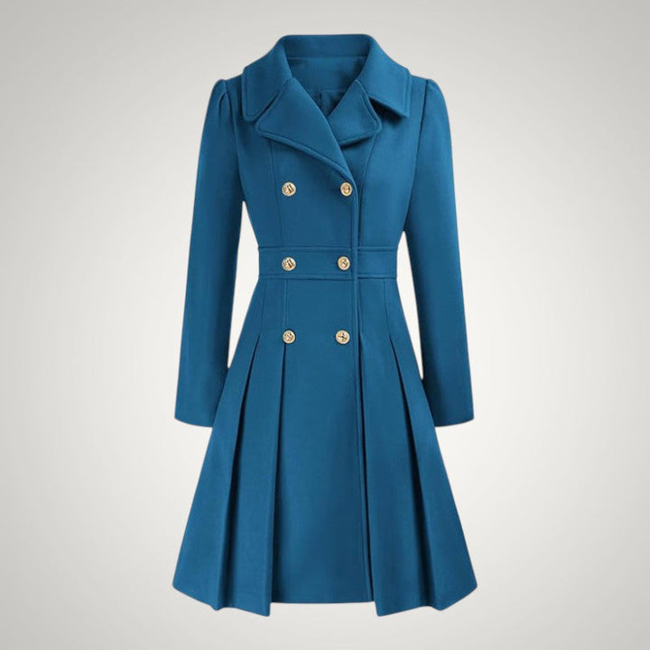 Women’s Tailored Double-Breasted Pleated Trench Coat