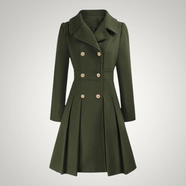 Women’s Tailored Double-Breasted Pleated Trench Coat