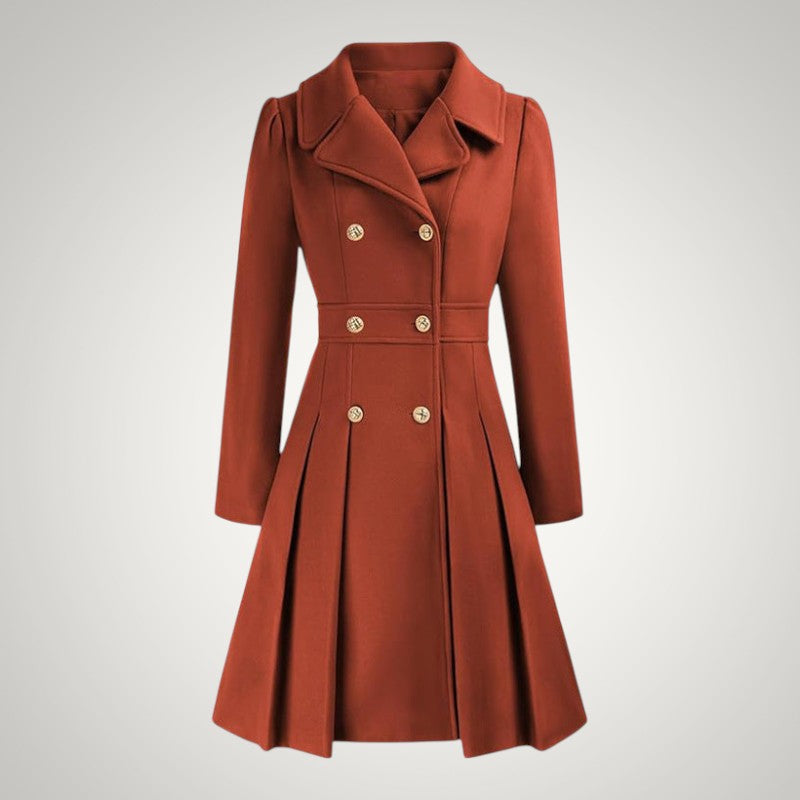 Women’s Tailored Double-Breasted Pleated Trench Coat