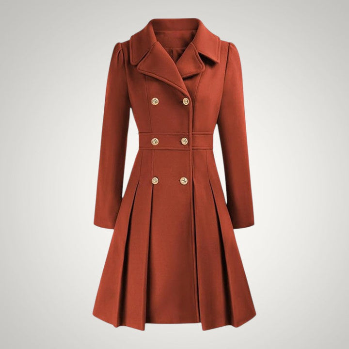 Women’s Tailored Double-Breasted Pleated Trench Coat