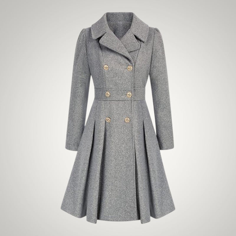 Women’s Tailored Double-Breasted Pleated Trench Coat