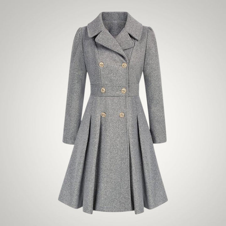 Women’s Tailored Double-Breasted Pleated Trench Coat