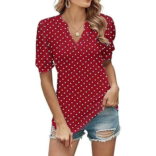 Brienne – Polka Dot V-Neck Blouse