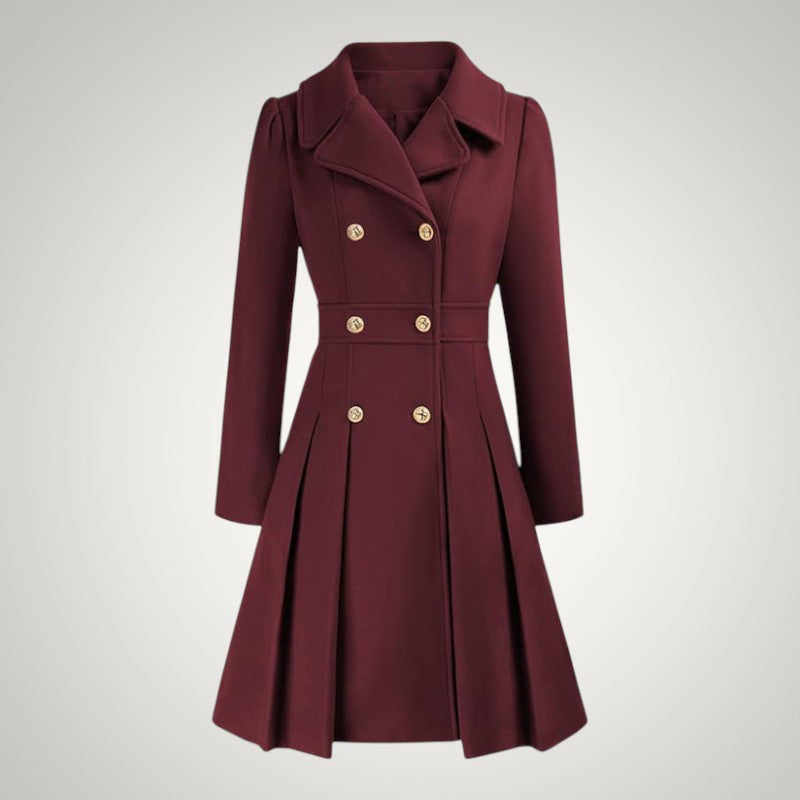 Women’s Tailored Double-Breasted Pleated Trench Coat