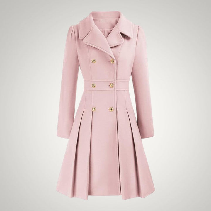 Women’s Tailored Double-Breasted Pleated Trench Coat