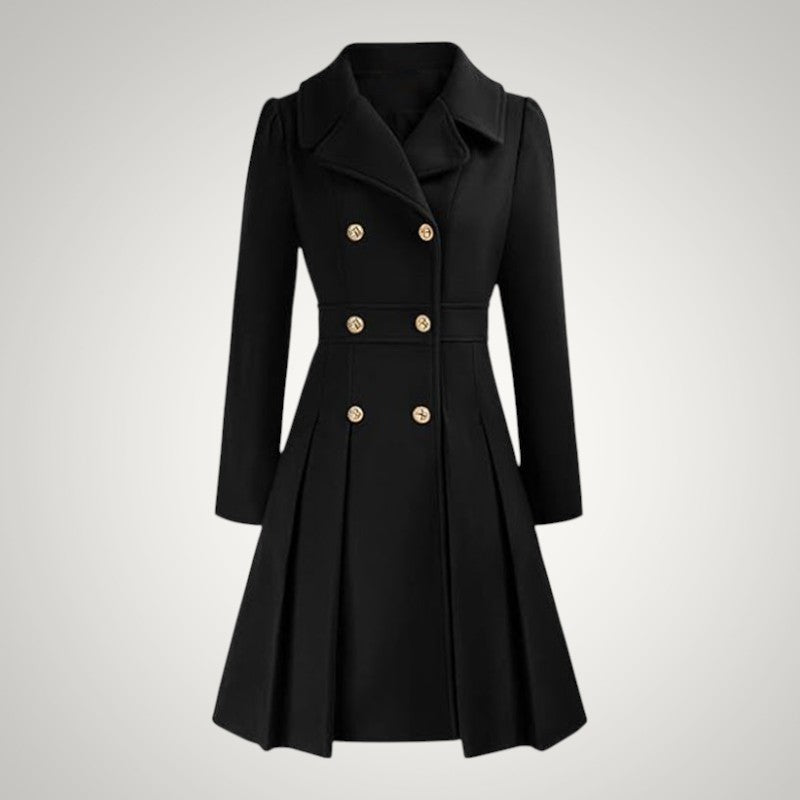Women’s Tailored Double-Breasted Pleated Trench Coat