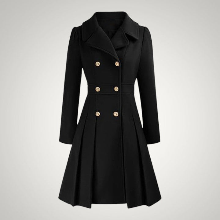 Women’s Tailored Double-Breasted Pleated Trench Coat