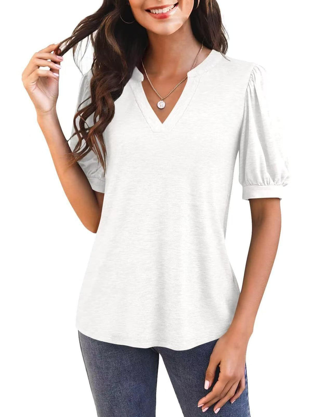 Averyn – Puff Sleeve V-Neck Top