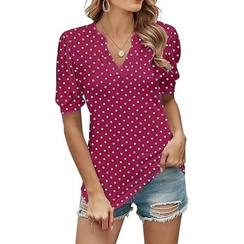 Brienne – Polka Dot V-Neck Blouse