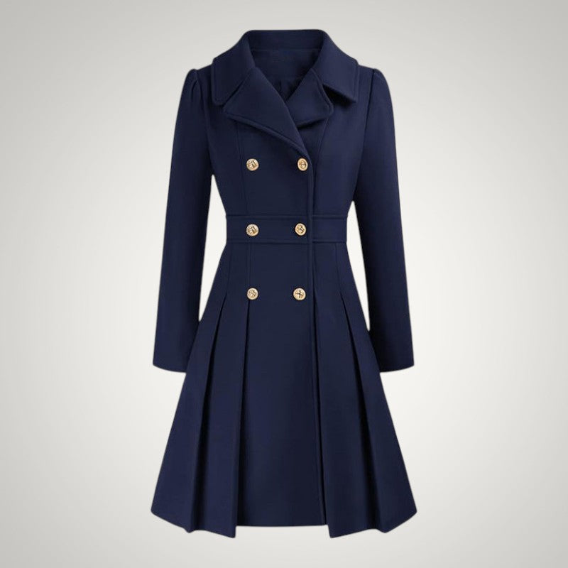 Women’s Tailored Double-Breasted Pleated Trench Coat