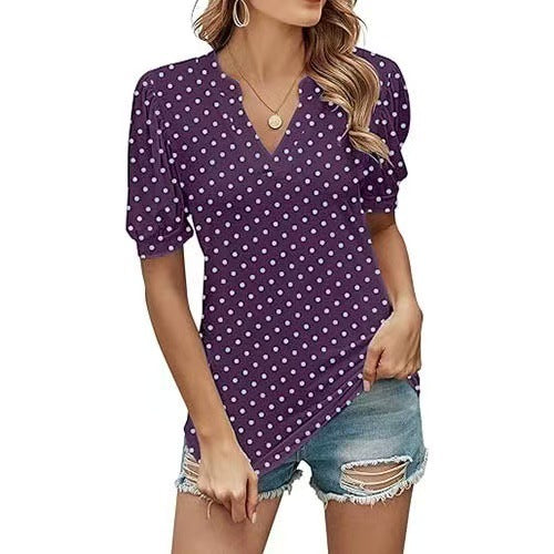 Brienne – Polka Dot V-Neck Blouse