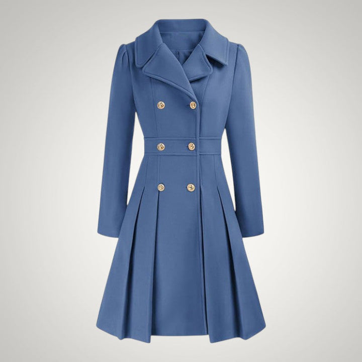 Women’s Tailored Double-Breasted Pleated Trench Coat