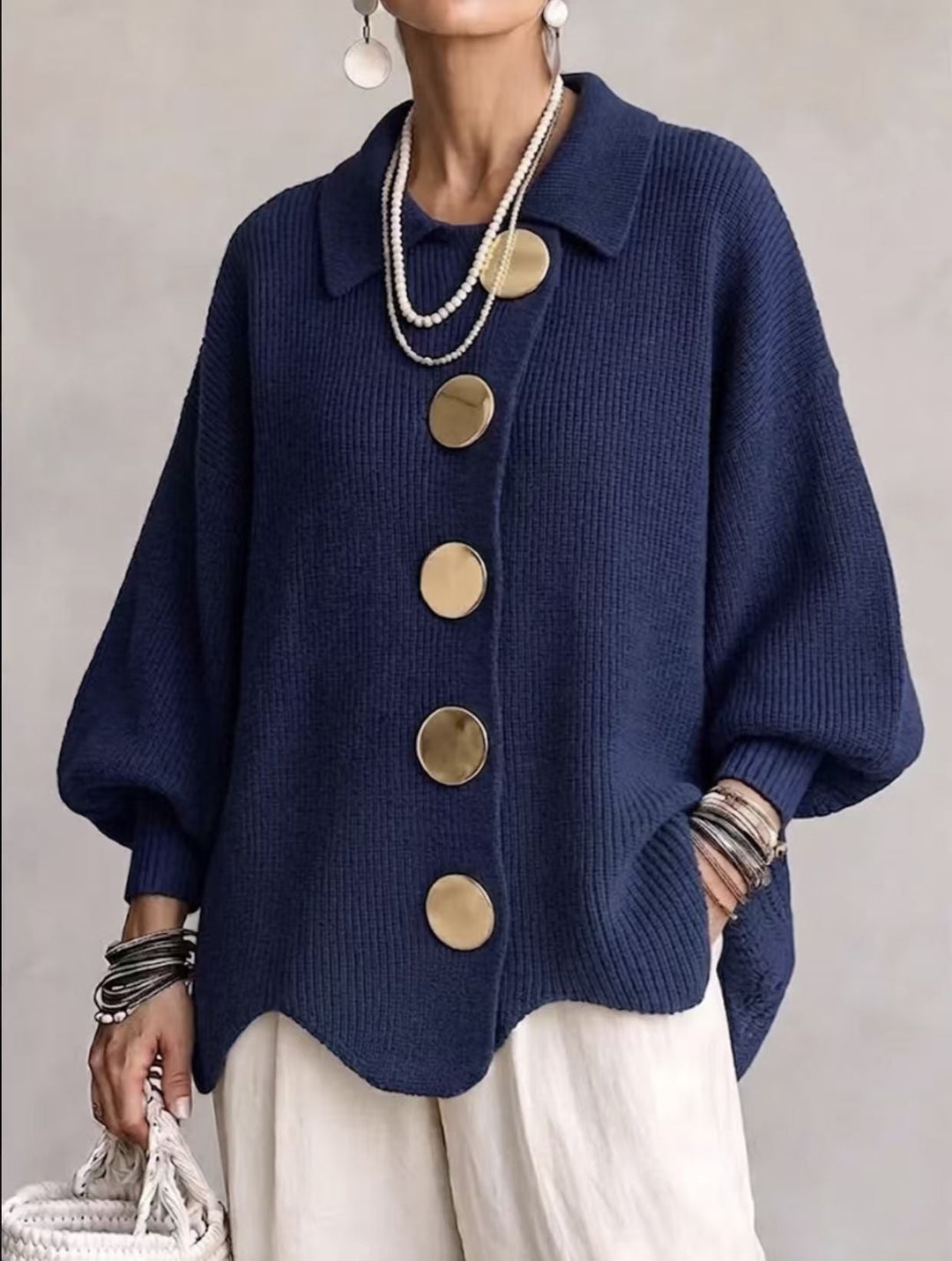 Verena -  Oversized Collared Cardigan