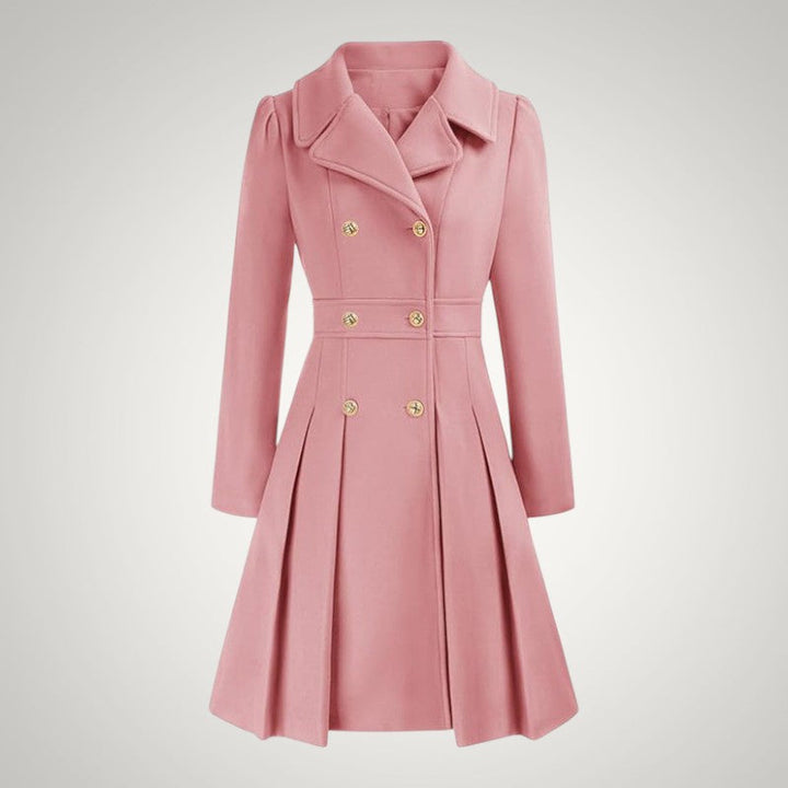Women’s Tailored Double-Breasted Pleated Trench Coat