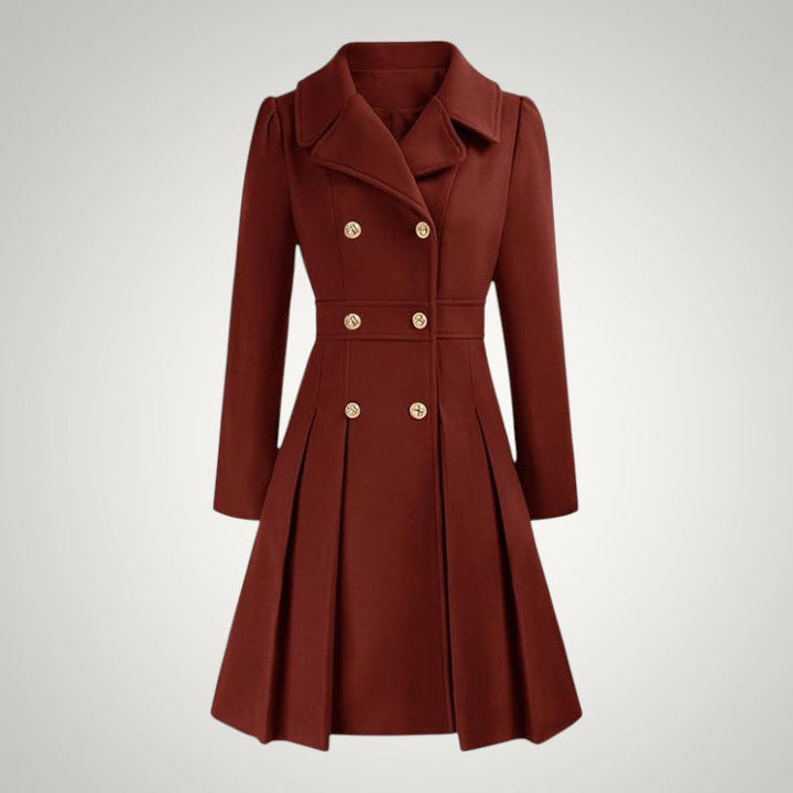 Women’s Tailored Double-Breasted Pleated Trench Coat
