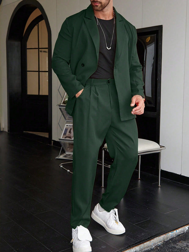 Men's Slim Fit Two-Piece Suit - Peak Lapel Blazer & Pants
