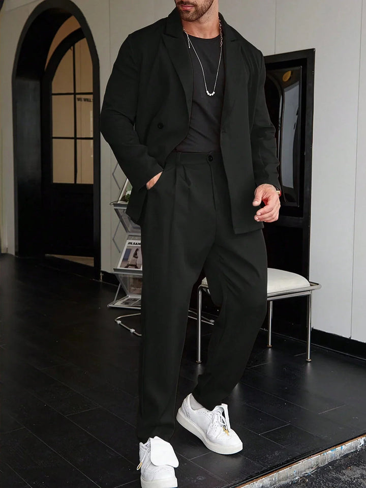 Men's Slim Fit Two-Piece Suit - Peak Lapel Blazer & Pants