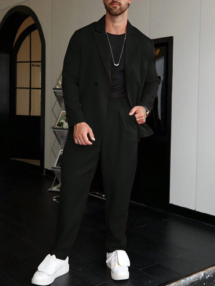 Men's Slim Fit Two-Piece Suit - Peak Lapel Blazer & Pants