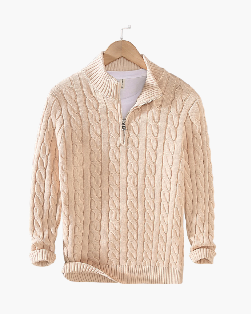 Rowan - Men’s Half-Zip Fine-Knit Jumper with High Collar