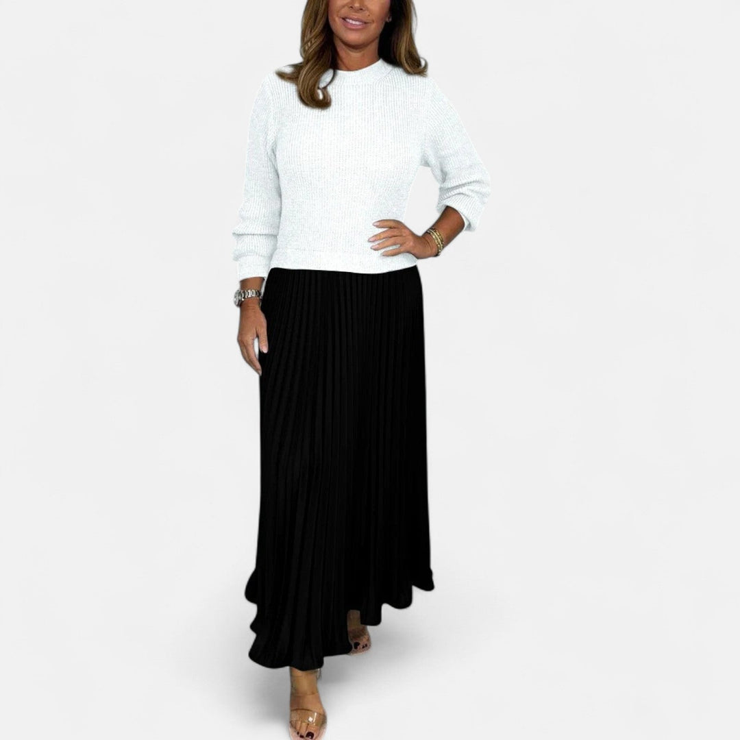 Claudia - Maxi Dress with Jumper and Pleated Skirt