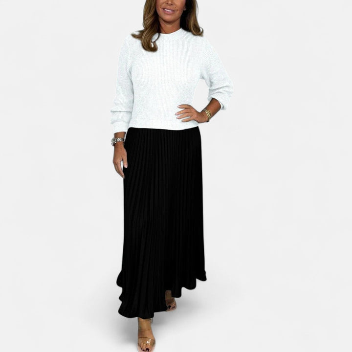 Claudia - Maxi Dress with Jumper and Pleated Skirt