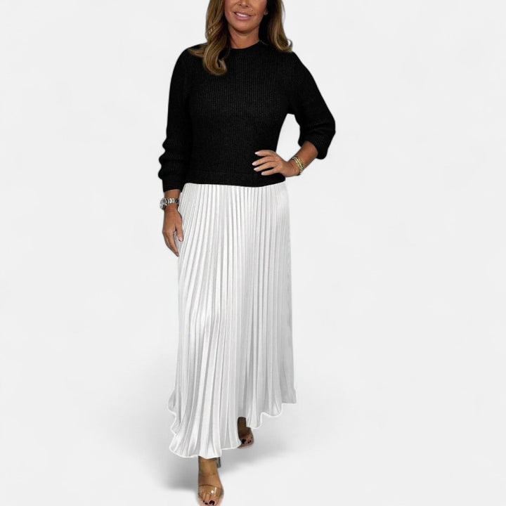 Claudia - Maxi Dress with Jumper and Pleated Skirt
