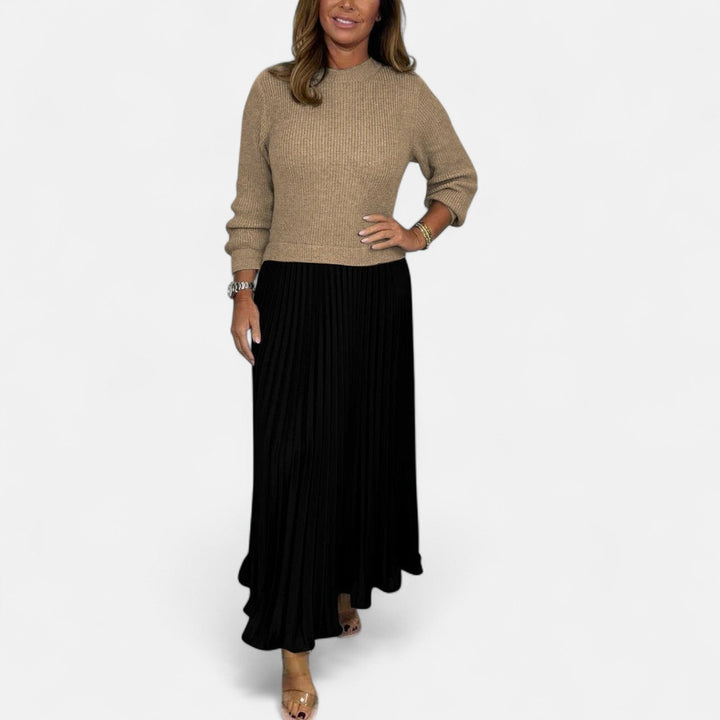 Claudia - Maxi Dress with Jumper and Pleated Skirt