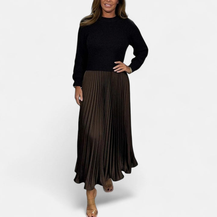Claudia - Maxi Dress with Jumper and Pleated Skirt