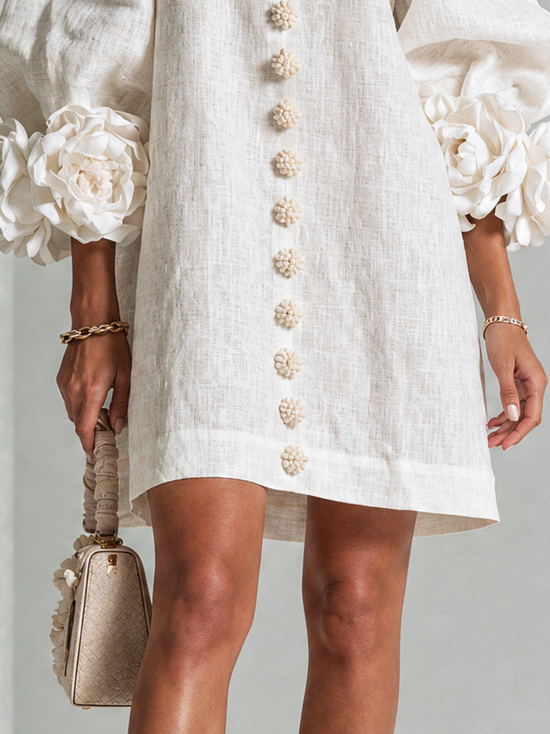 Rosalie - Women’s Mini Shift Dress with Rosette Cuffs