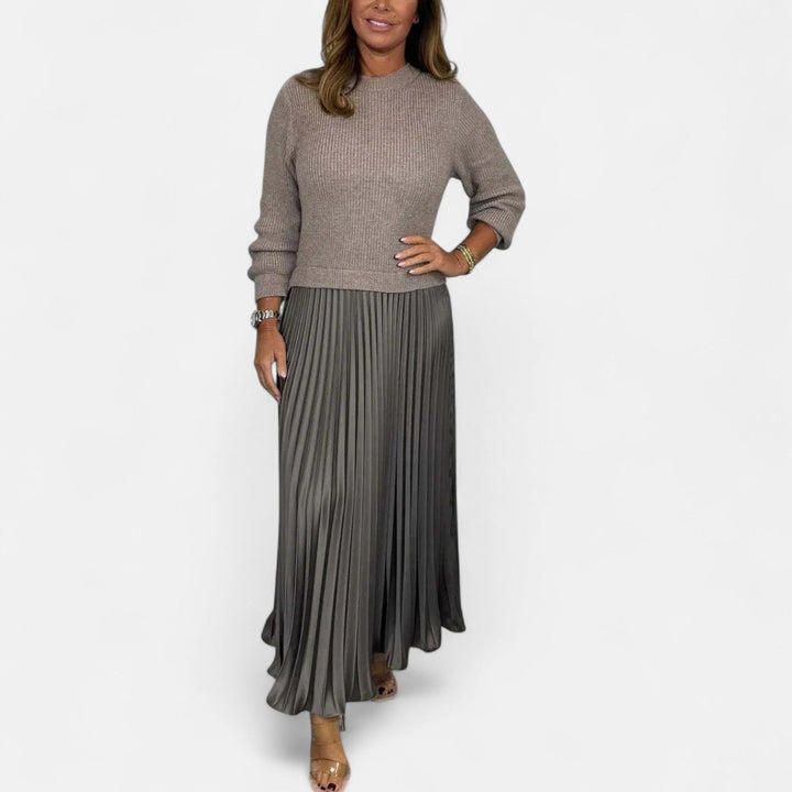 Claudia - Maxi Dress with Jumper and Pleated Skirt