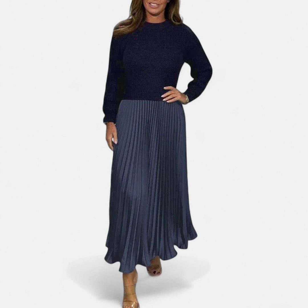 Claudia - Maxi Dress with Jumper and Pleated Skirt