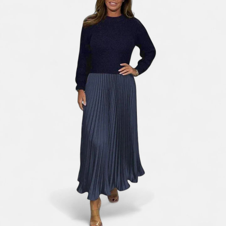 Claudia - Maxi Dress with Jumper and Pleated Skirt