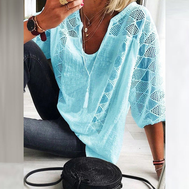 Sherry - Boho Crochet-Detail Blouse