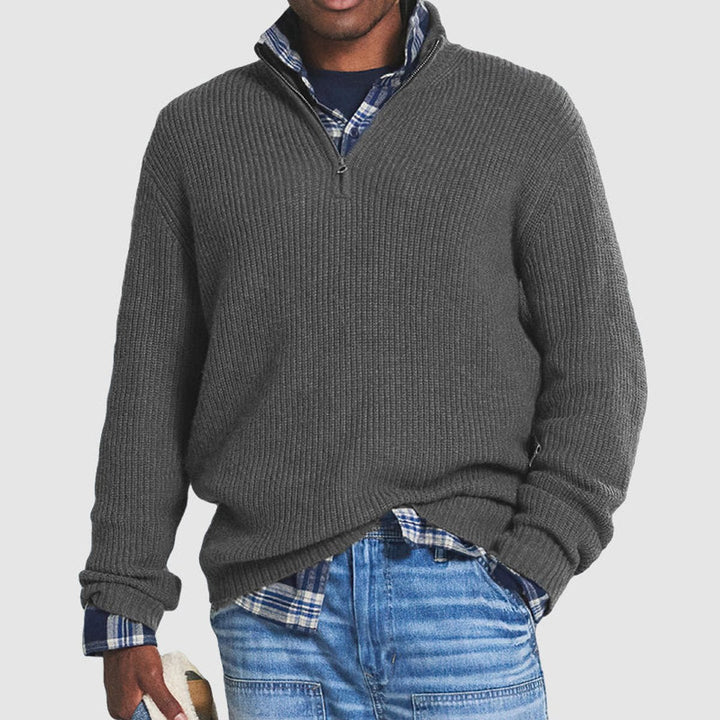 Men’s Ribbed Knit Quarter-Zip Sweater