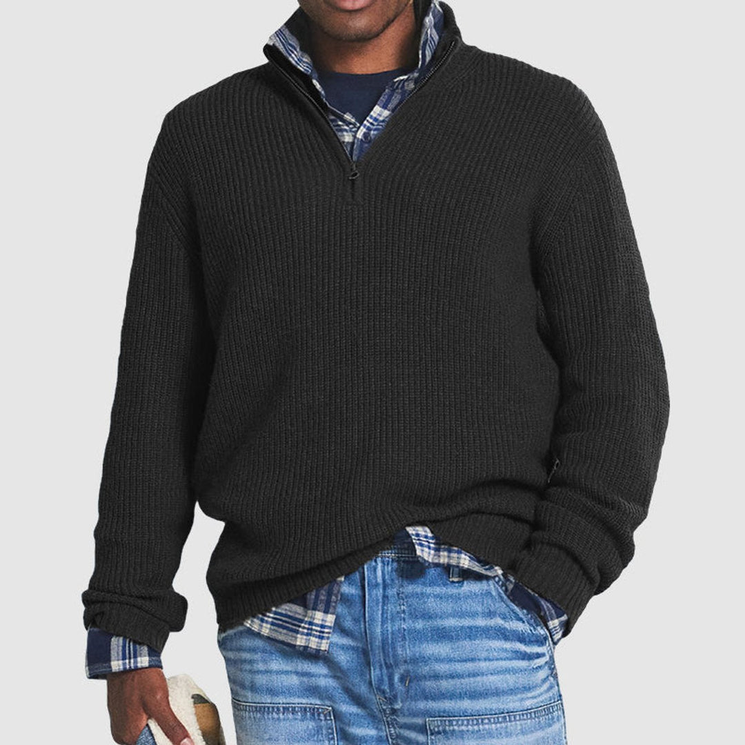 Men’s Ribbed Knit Quarter-Zip Sweater