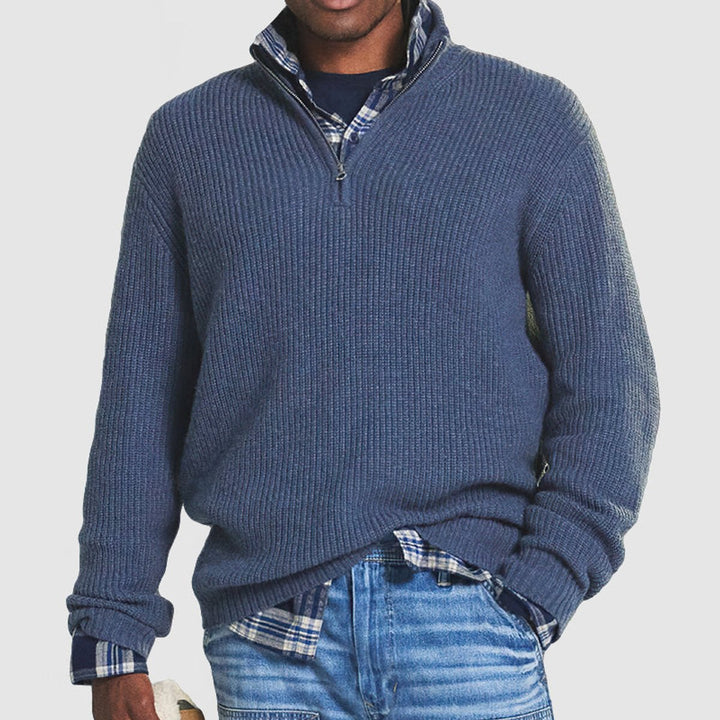Men’s Ribbed Knit Quarter-Zip Sweater