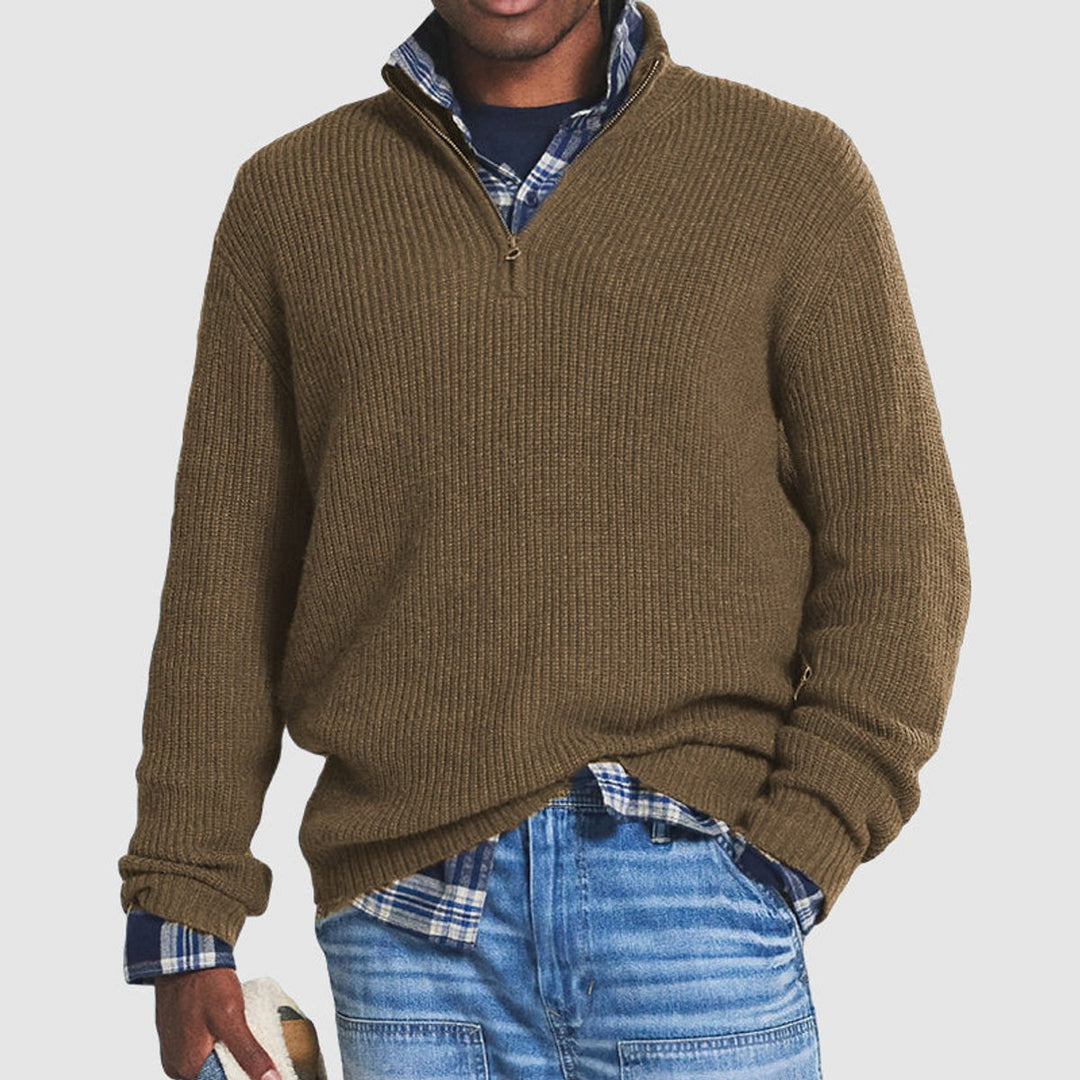 Men’s Ribbed Knit Quarter-Zip Sweater