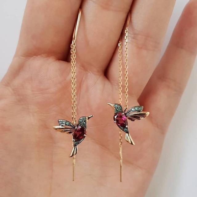 MARIA™ - Hummingbird Enamel and Zirconia Earrings
