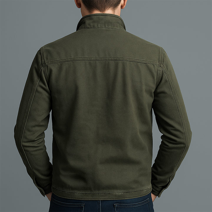 Men’s Vintage-Wash Zip-Up Casual Jacket