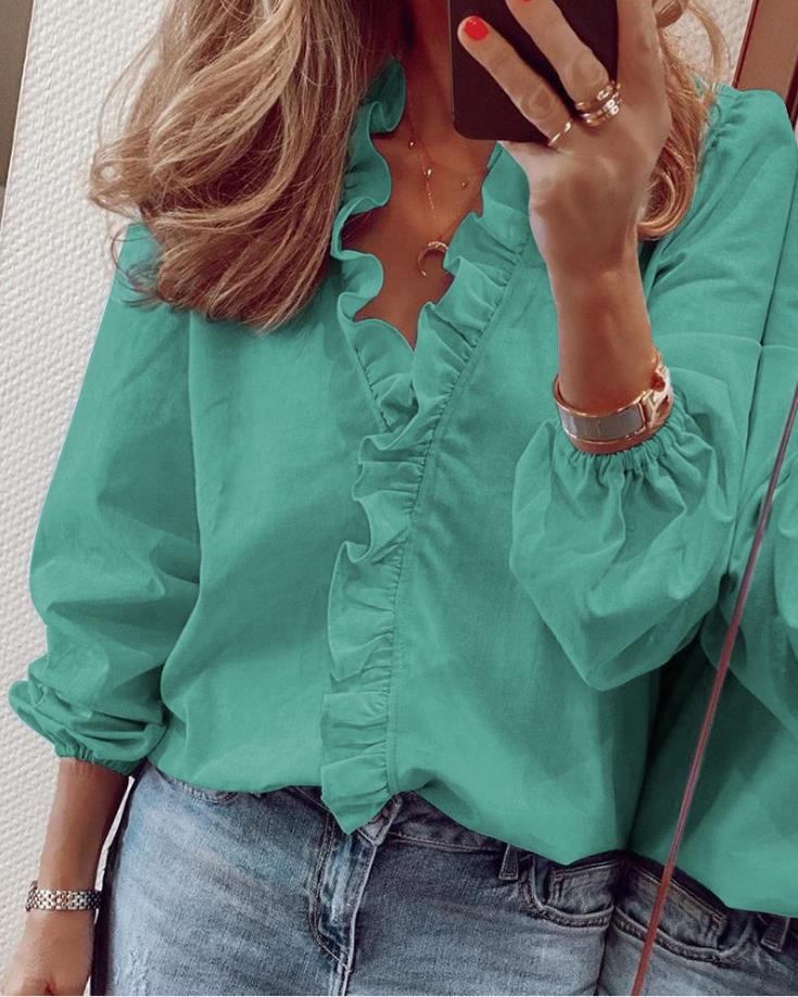 Fiona | Ruffled V-Neck Blouse